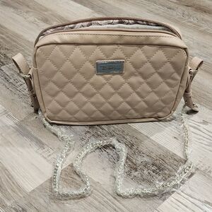 Beige Quilted Crossbody Bag
